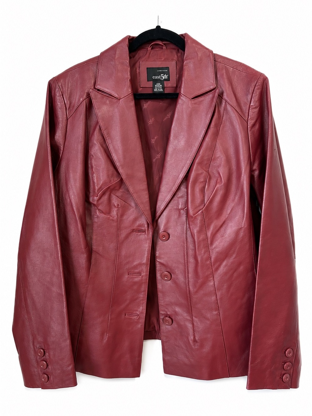 East 5th Genuine Leather Burgundy Oxblood Blazer Jacket Vintage Women’s